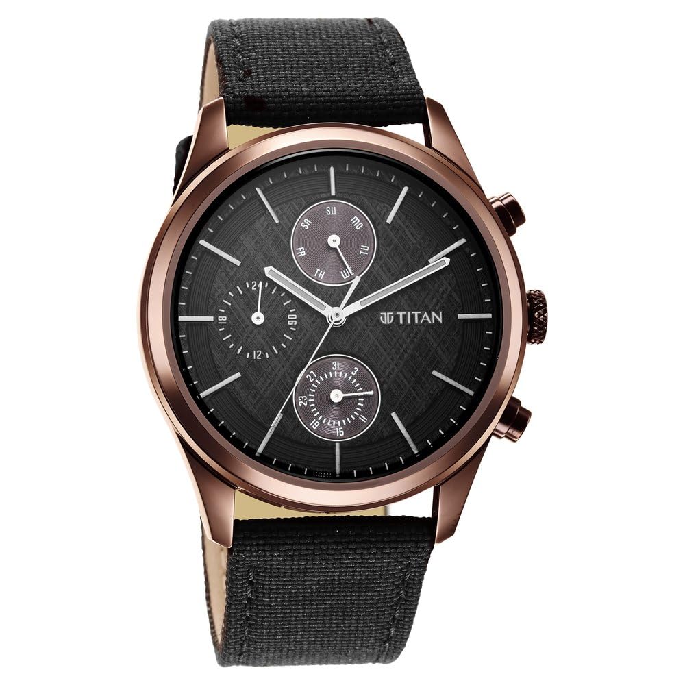 Titan Analog Black Dial Mens Watch-1805QP01, Black, Analog Watch, Black, Analog Watch