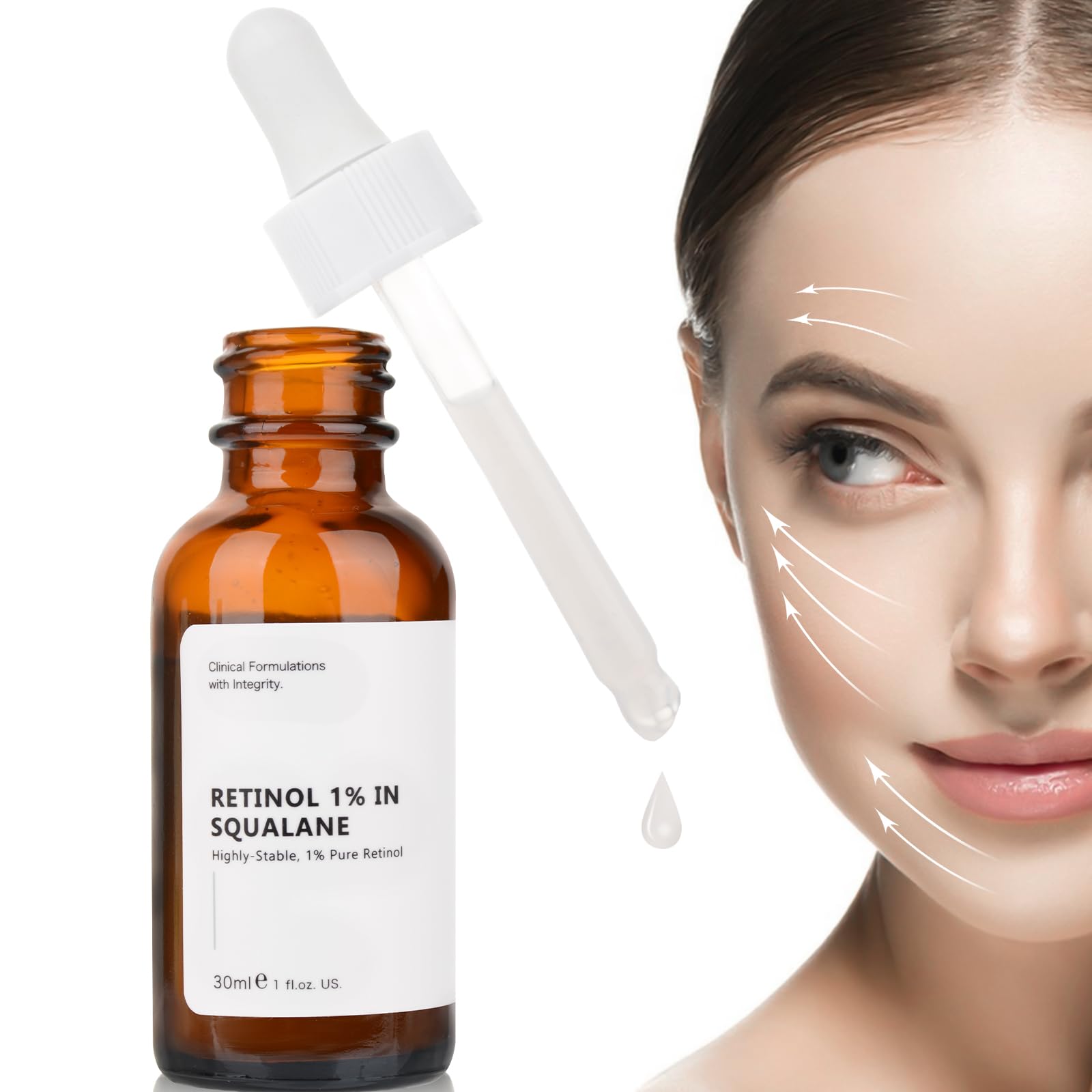 Retinol 1% in Squalane Serum For Face, 30ML Anti Aging Retinol Serum For Women, Moisturizing Retinol Face Serum For Fine Lines &