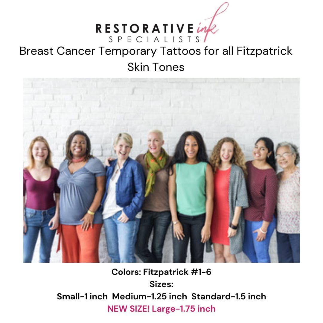Breast Cancer Temporary Tattoos, Fitzpatrick #4,1.5 inch,1 pair