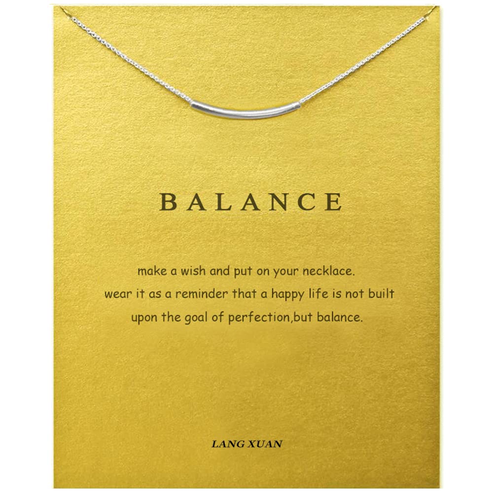 LANG XUAN Friendship Bar Compass Necklace Message Card Key Pendant Good Luck Elephant Pendant Chain Necklace with Gift Card
