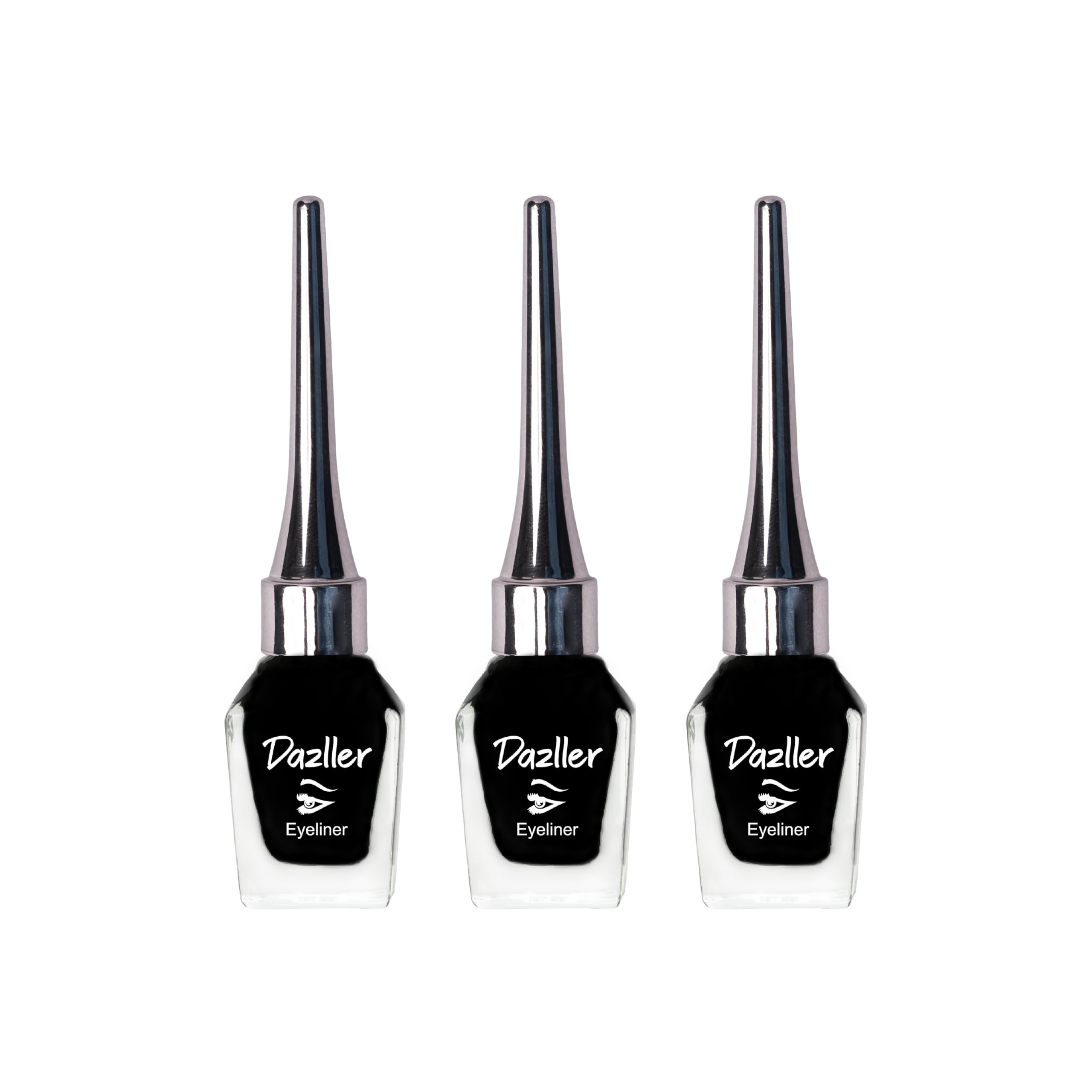 Dazller Eyeliner, 6.5Ml (Pack Of 3), Black, Velvet Matte, Washable, WaterResistant, SmudgeProof