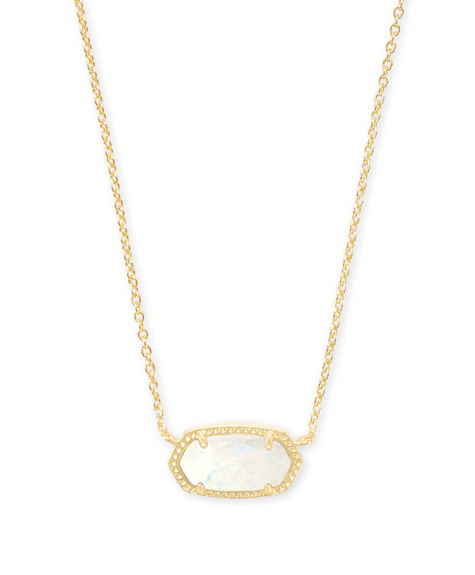 Kendra Scott Elisa Pendant Necklace for Women, Fashion Jewelry, 14k Gold-Plated, White Opal