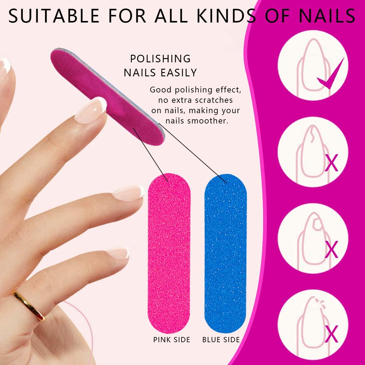 KISEER Mini Nail Files Bulk, 200 Pcs Disposable Double Sided Emery Boards Travel Size for Men, Women, Kids (3.3 Inch)