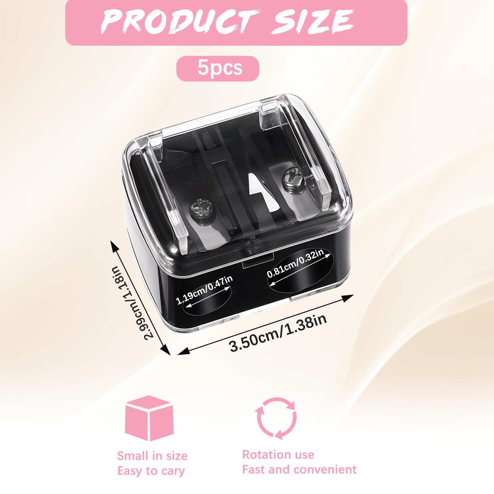 Gjinxi Eye Liner Sharpener, 5PCs Dual Holes Eye Liner Pencil Sharpener, Multi Colors Cosmetic Sharpener for Lipliner Eyeliner Pe