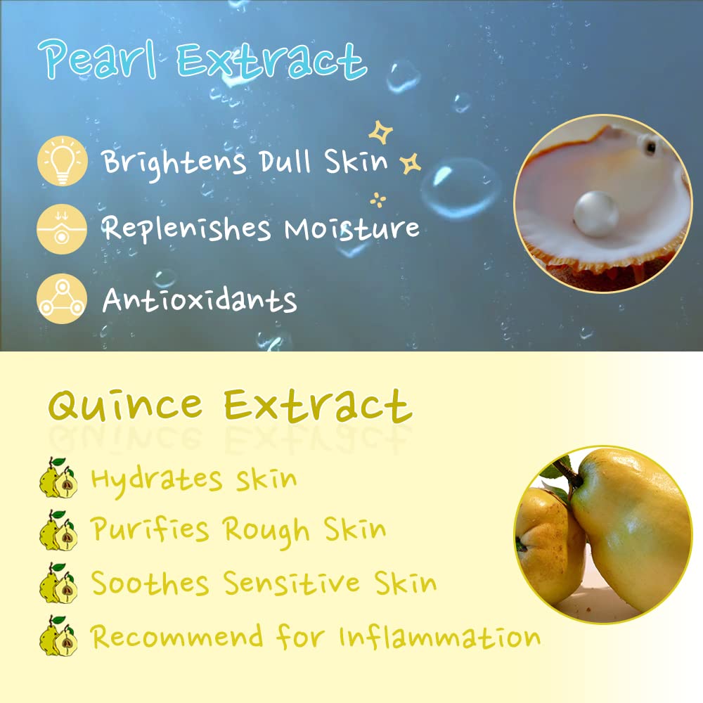 Esfolio Pure Skin Mask Box - Pearl Essence Sheet Mask Set, Hydrating & Nourishing Korean Face Masks, Revitalizing Skincare For S