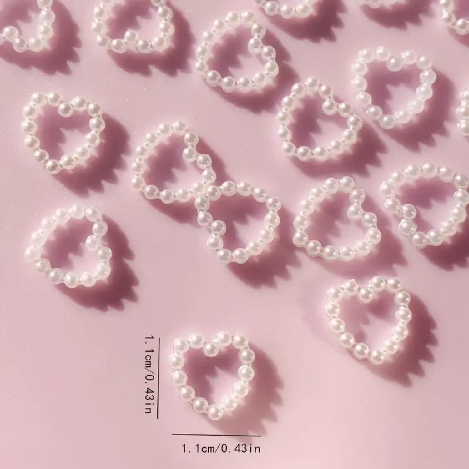 100Pcs Hearts Nail Charms Valentine'S Day Nail Design Rhinestones Charms Cute Hollow Pearls Heart Nail Art Charms Flat Back Resi