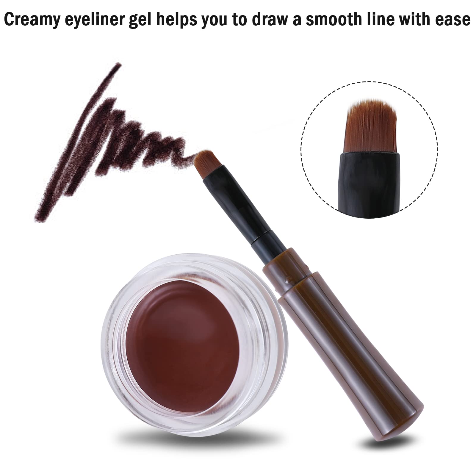 Boobeen Eyeliner Waterproof Gel Eyeliner Smudge-Proof Eye Liner Gel Makeup High Pigment Eye Makeup Set Easy To Apply Long-Lastin