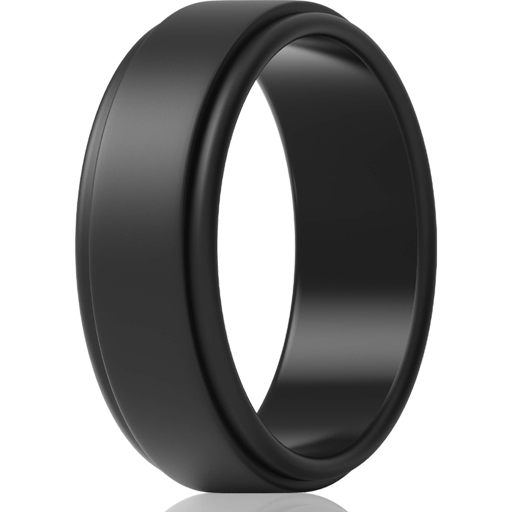 ThunderFit Silicone Wedding Ring for Men - 1 Ring (Black, 14.5-15 (23.82mm))
