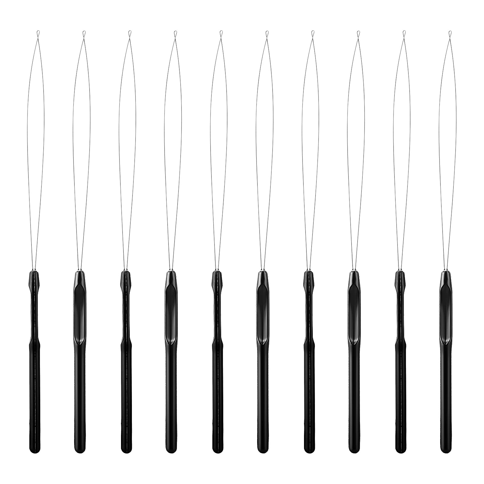 WLLHYF 10 Pieces Hair Extension Loop Needle Threader Pulling Hook Tool Hair Extension Tools Micro Rings Nano Beads Device Tool S