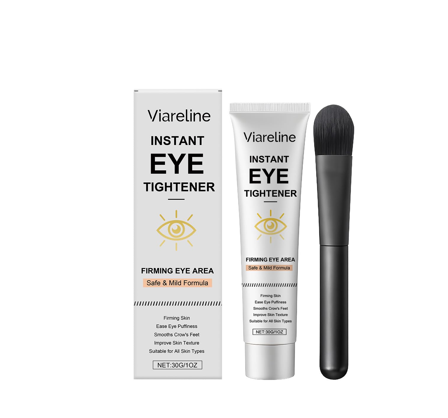 Viareline Instant Eye Tightener Cream with Brush, 1 oz