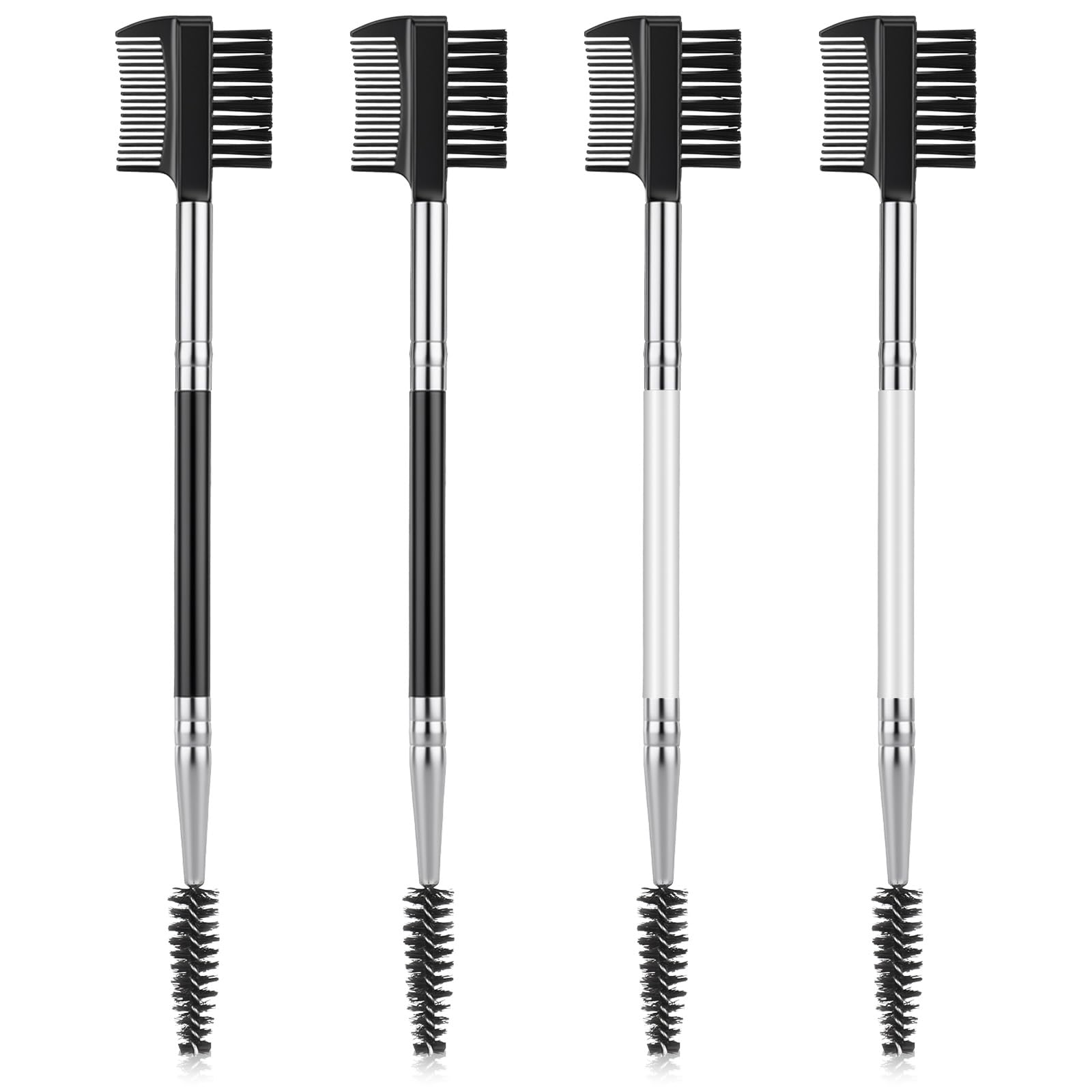 4 Pcs Eyebrow Brush and Comb 3 Head, Eyebrow Eyelash Brush Double Head Makeup Grooming Tool Cosmetic, Eyelash Shaper Spoolie Bru