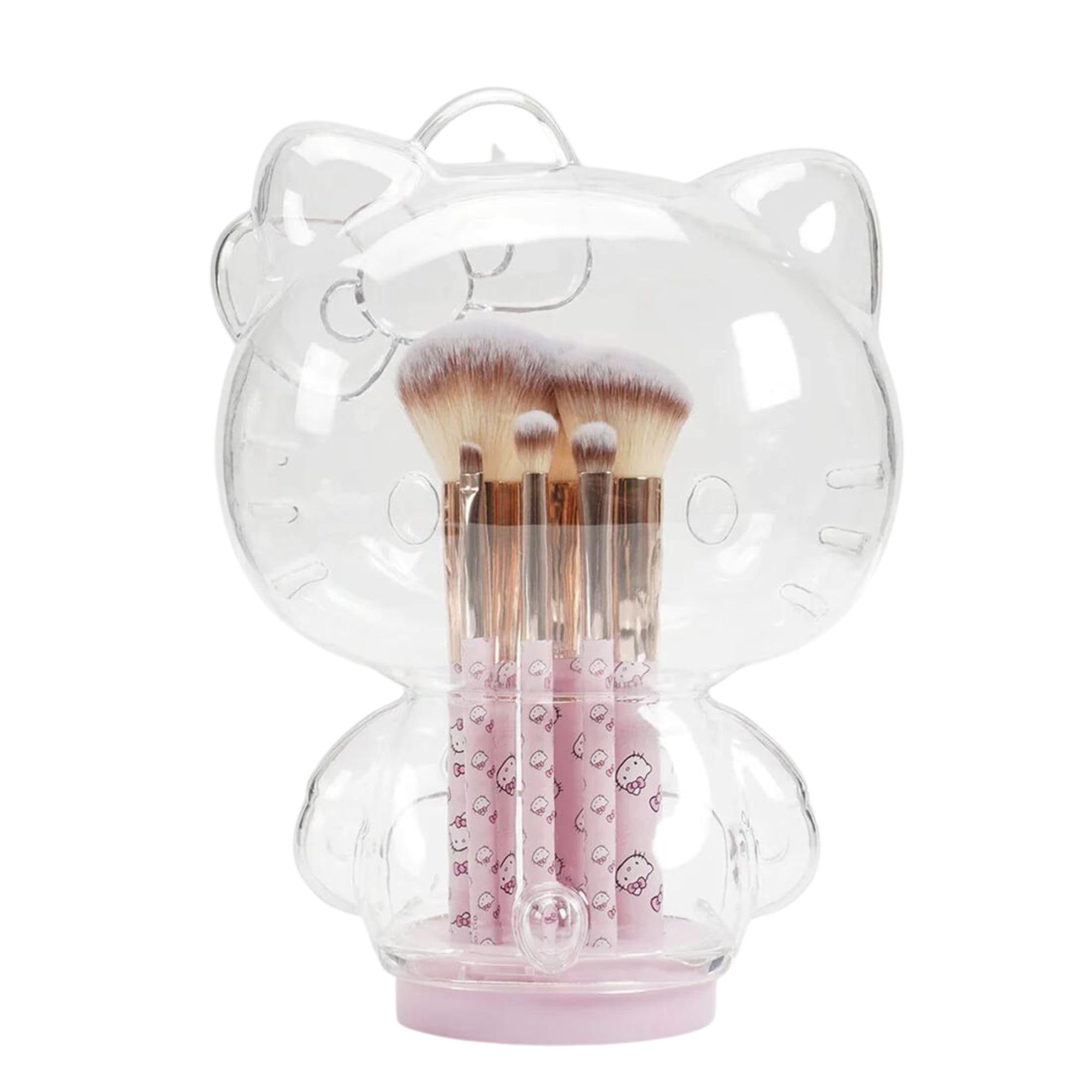 Impressions Vanity Hello Kitty 6 PCs Makeup Brush Set with Clear Cloche, Super Soft Brushes for Foundation, Face Powder, Blendin