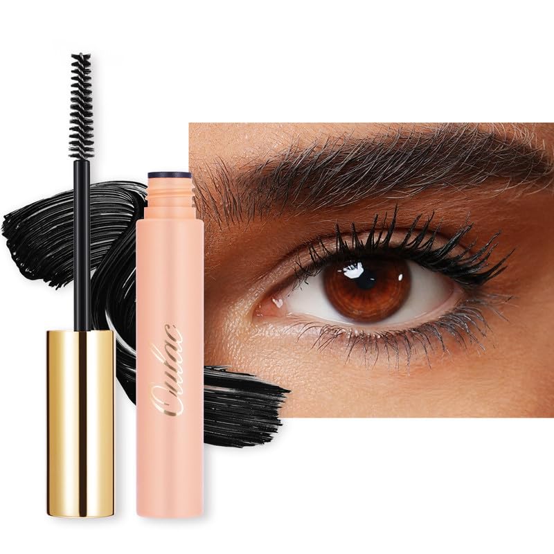 Oulac Black Natural Mascara  Volumizing, Lengthening, Curling With Hydroxyethylcellulose, Vitamin E & Coconut Oil For Moisturiz