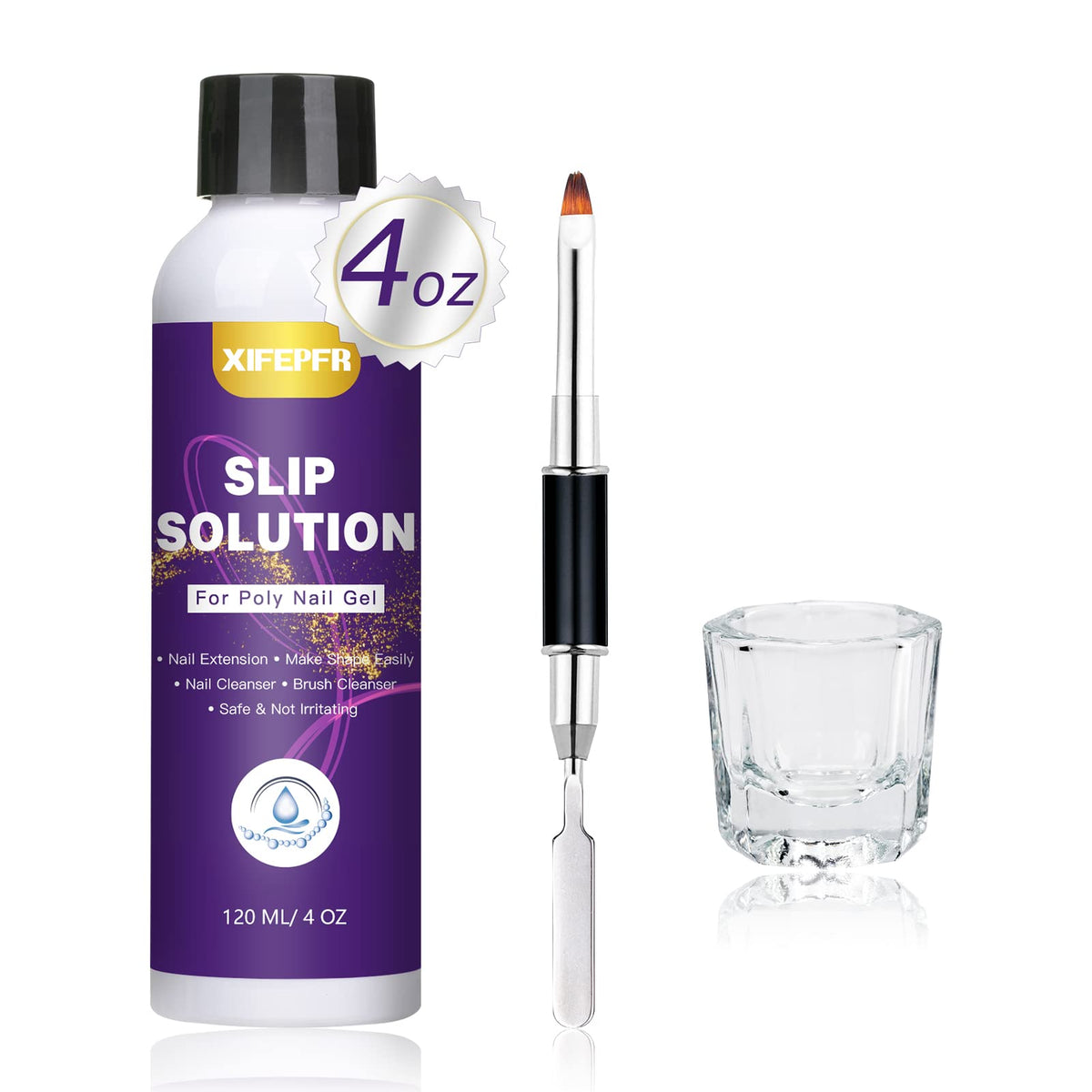 XIFEPFR Poly Gel Slip Solution, 120ml Slip Solution for Polygel Nails Anti-stick Poly Extension Gel Liquid Slip Solution Set wit