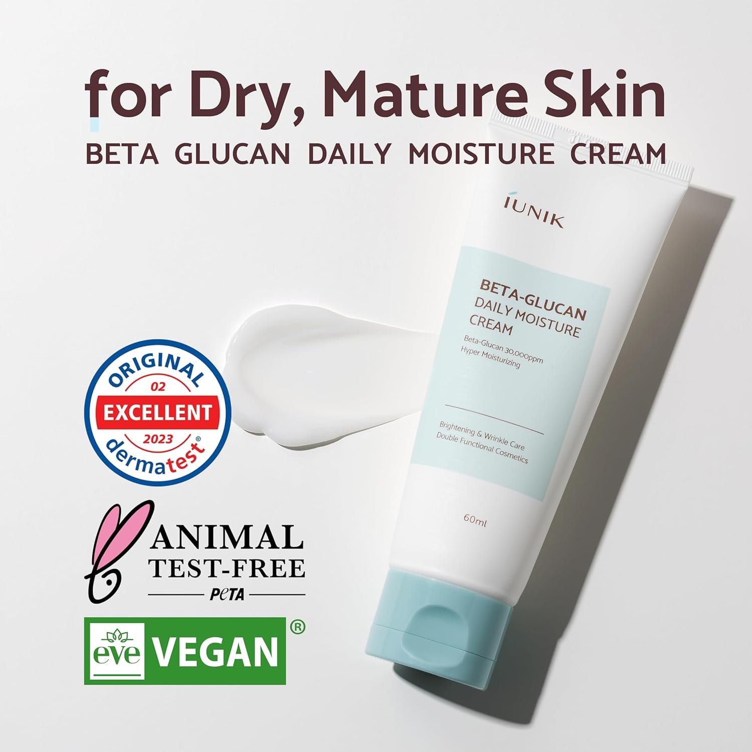Iunik Beta Glucan Daily Moisture Cream & 400,000 Ppm Beta-Glucan Power Deep Moisture Serum Intense Hydration Fortifying Skin Bar