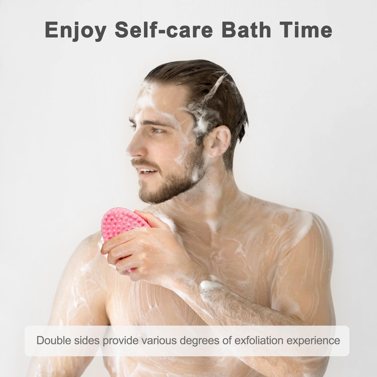 Freatech Silicone Body Scrubber - Dual-Sided Bath Shower Loofah Body Cleansing Brush For Gentle Exfoliation And Massage, Hygieni