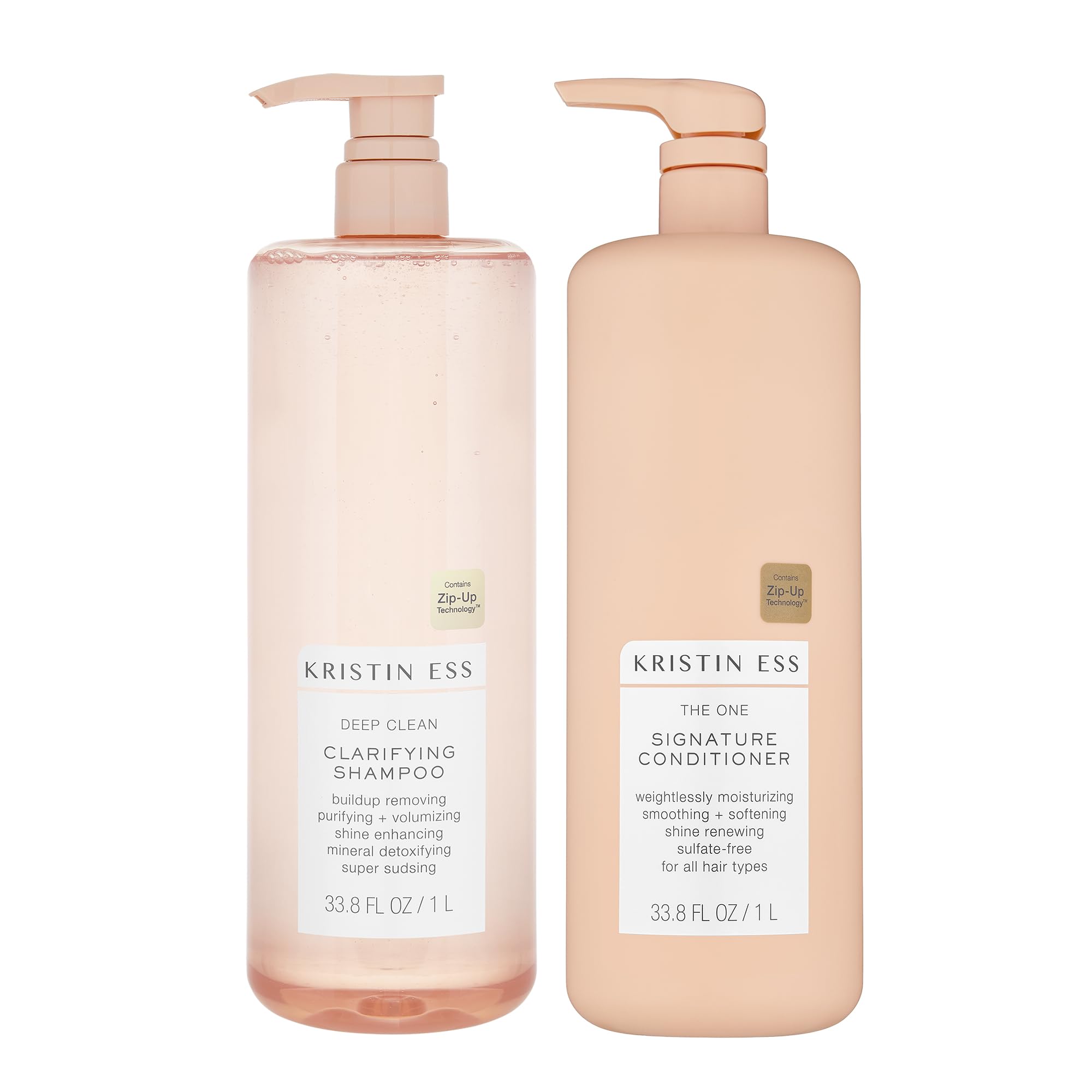 Kristin Ess Hair Deep Clean Clarifying Shampoo + Signature Conditioner Set for Build Up, Dirt and Oil on Hair and Scalp, Conditi
