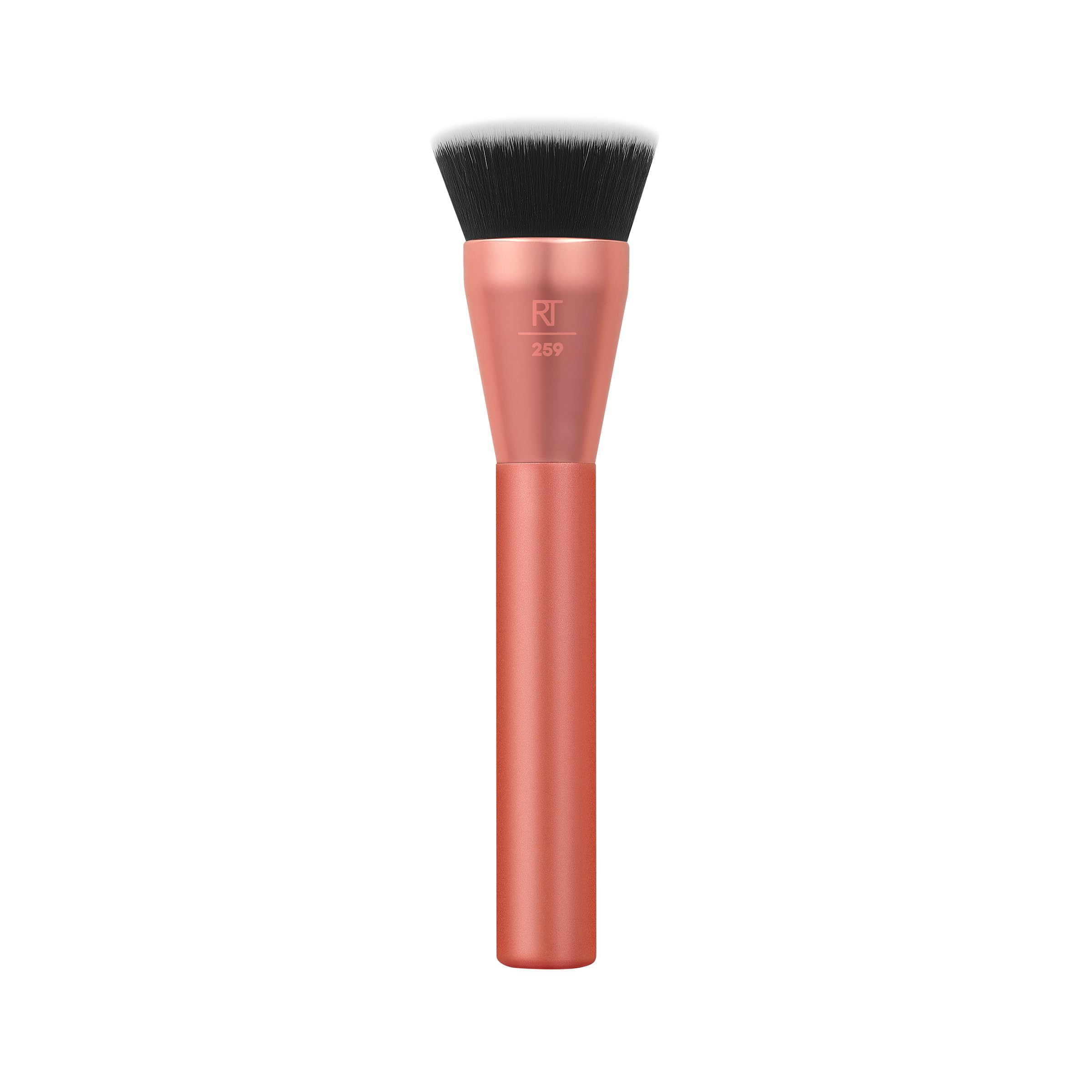 Real Techniques Glow Round Base Makeup Brush - Flat Top Foundation Brush, Synthetic Bristles, Vegan, Pink, Model 10012600