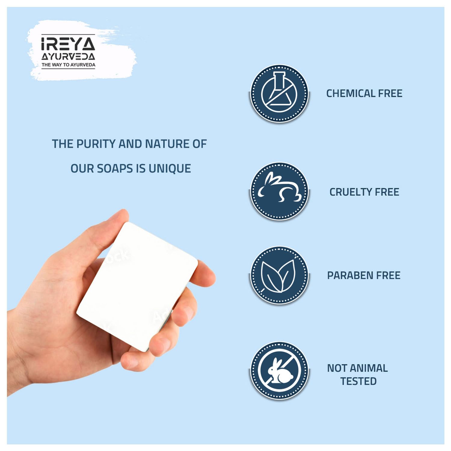 Ireya Ayurveda Rice Water Rosemary & Coconut Handmade Soap | Rice Water, Coconut Oil, Rosemary Oil, Natural, Vegan, Moisturizing
