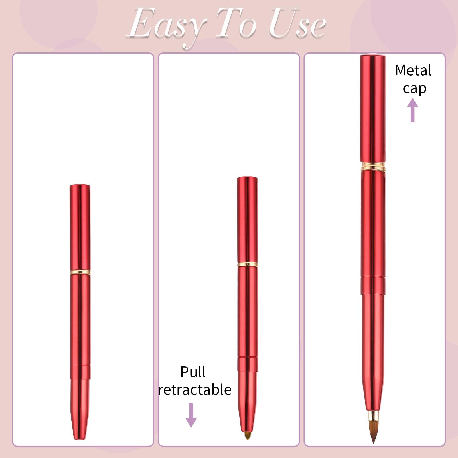 2 Pack Retractable Lip Brush For Lipstick With Cap, Double-Ended Lip Makeup Brushes Retractable Lip Gloss Lipstick Brush Applica