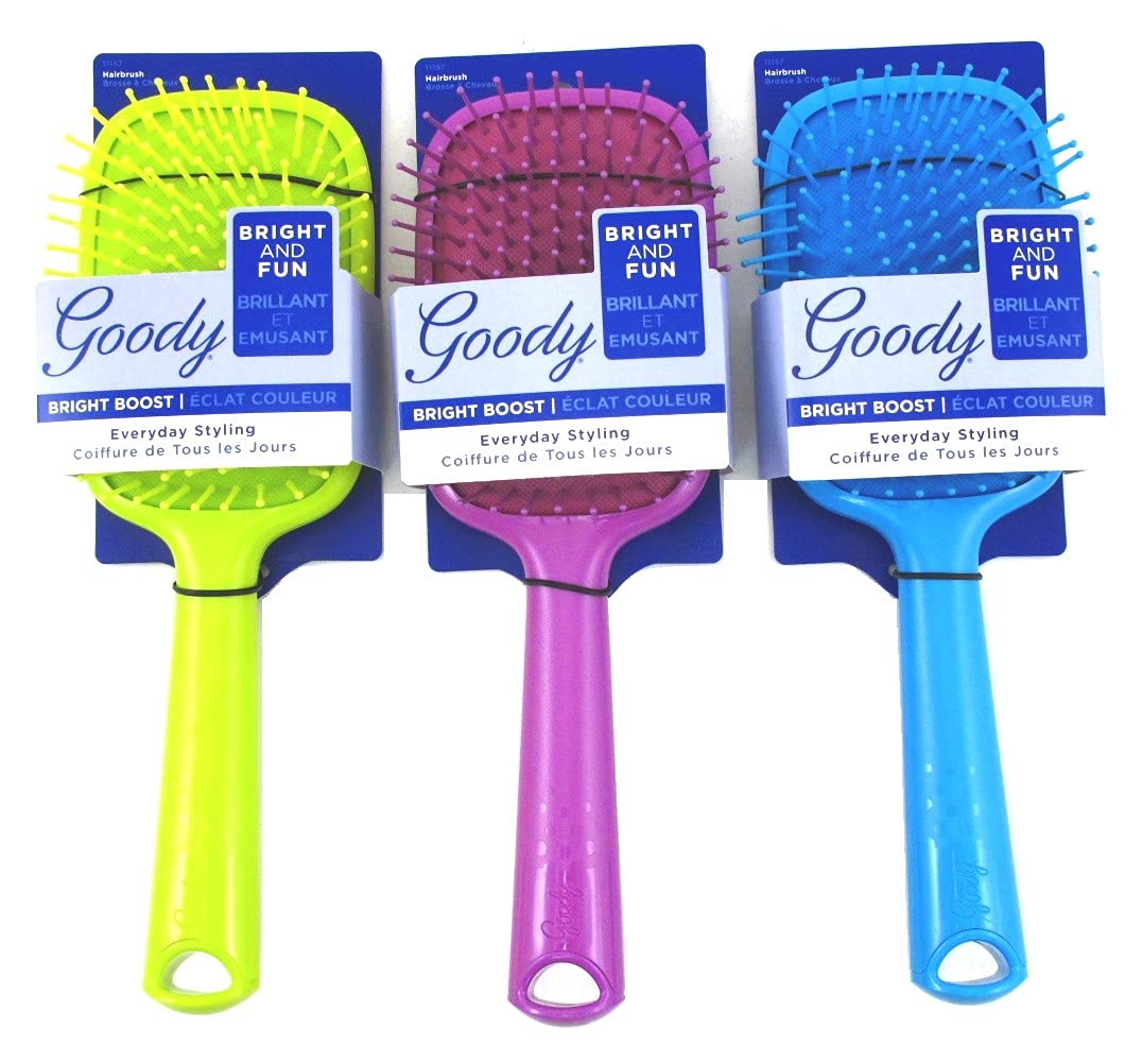 Goody #11157 Brush Bright Boost Paddle (3 Pieces) Assorted Colors