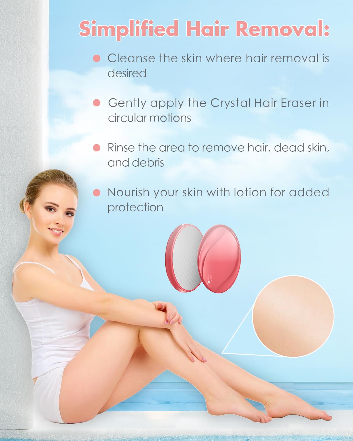 Crystal Hair Eraser for Women and Men, Reusable Crystal Hair Remover - Portable Magic Hair Removal Device - Painless Solution fo