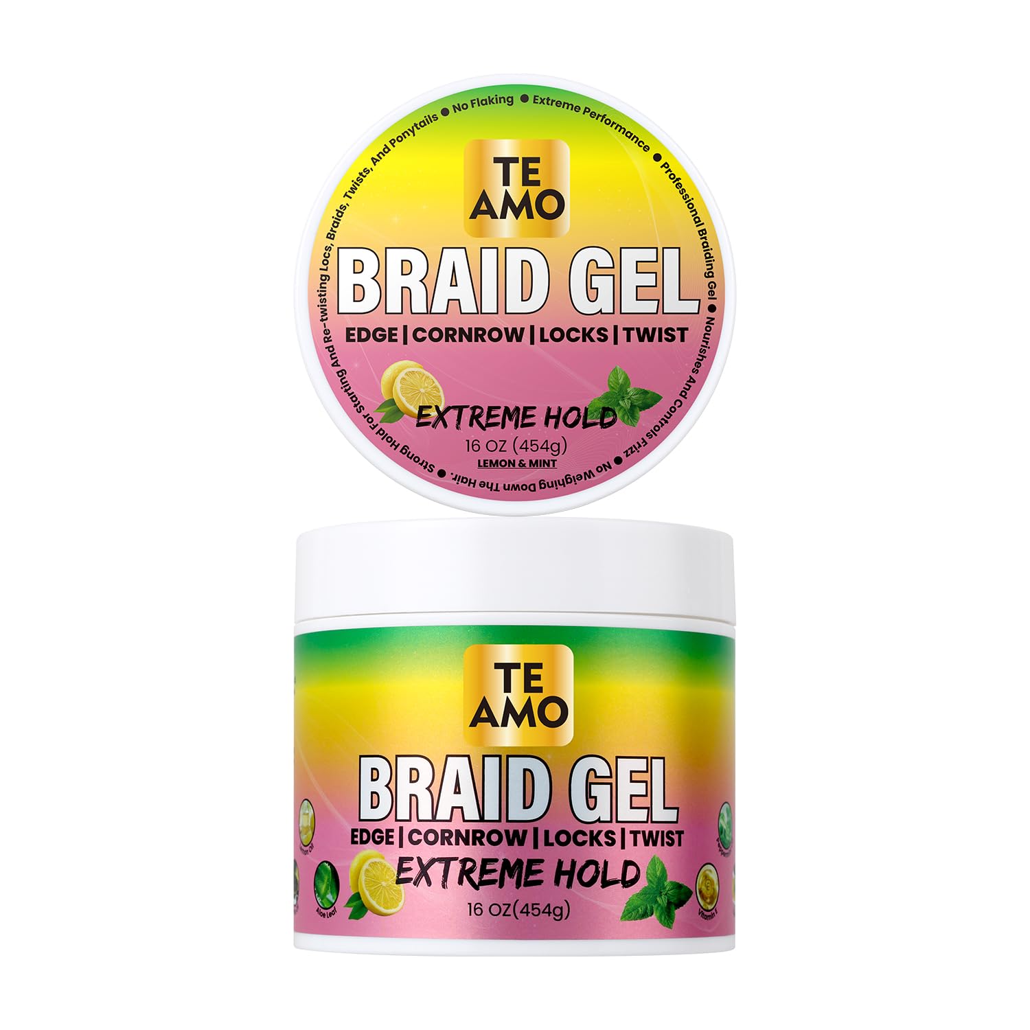 Te Amo Braiding Gel, Braid Gel | Lock N Twist | For Extreme Hold, Smooths & Tames Frizz | No Flaking Or Drying | High Shine, Lon