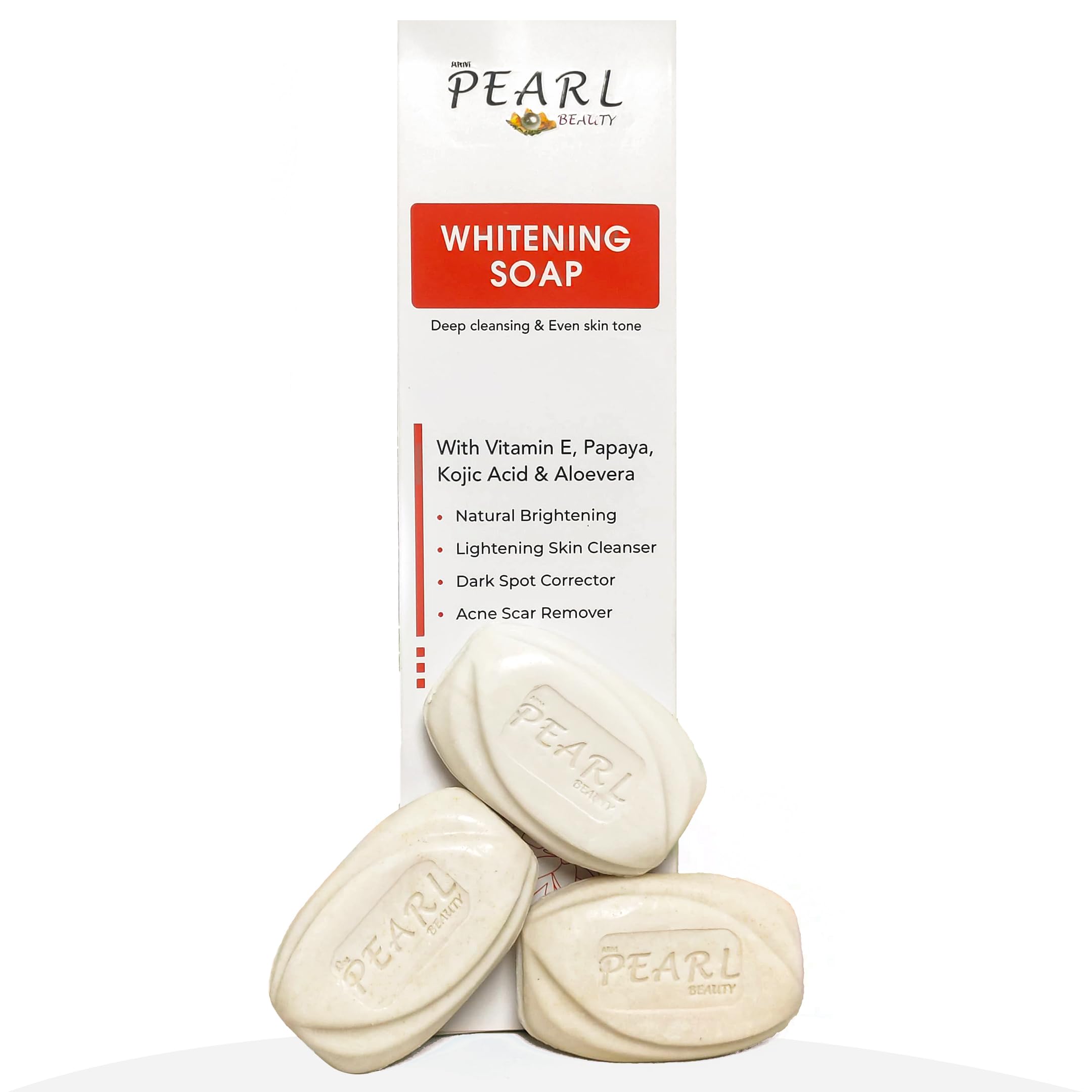 Pearl Whitening Soap With Kojic Acid & Papaya | Skin Brightening Bar For Dark Spots, Acne Scars, Pigmentation | Deep Cleanser Fo