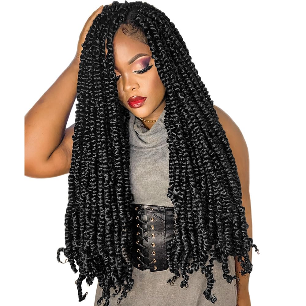 The BOHOBABE Pre-twisted Passion Twist Crochet Hair 20 Inch Long Pre-looped Crochet Passion Twist Braiding Hair 8 Packs Soft Boh