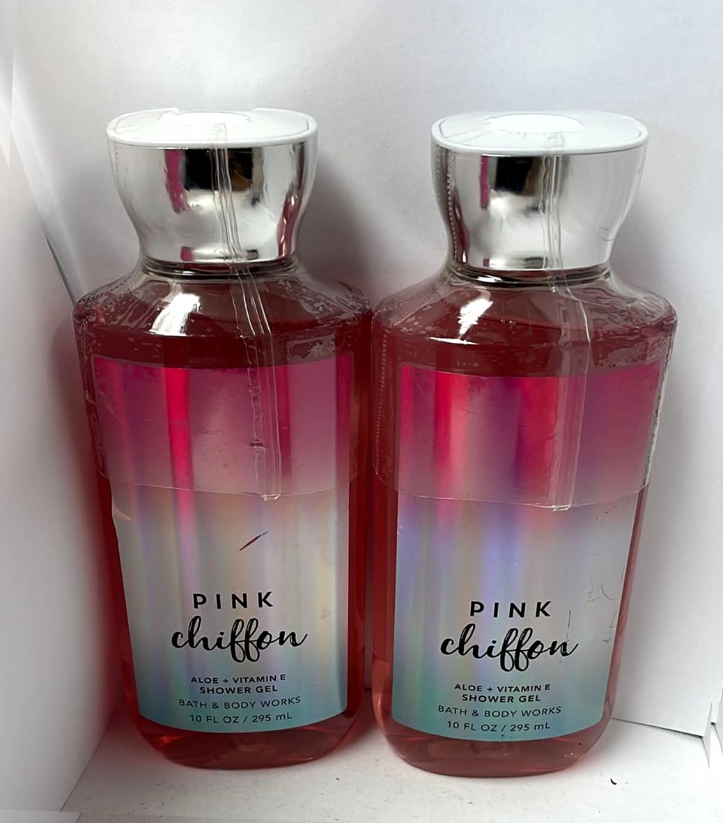 Bath & Body Works Pink Chiffon Shower Gel Gift Sets 10 Oz 2 Pack (Pink Chiffon), 20.0 Ounces