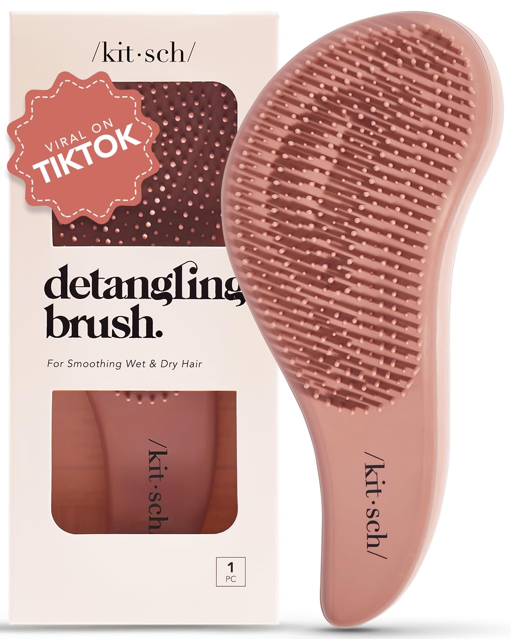 Kitsch Detangling Brush For Adults & Kids - Professional Wet & Dry Hair Detangler, No Pain, Tangle Free Flexible Bristles - Easy