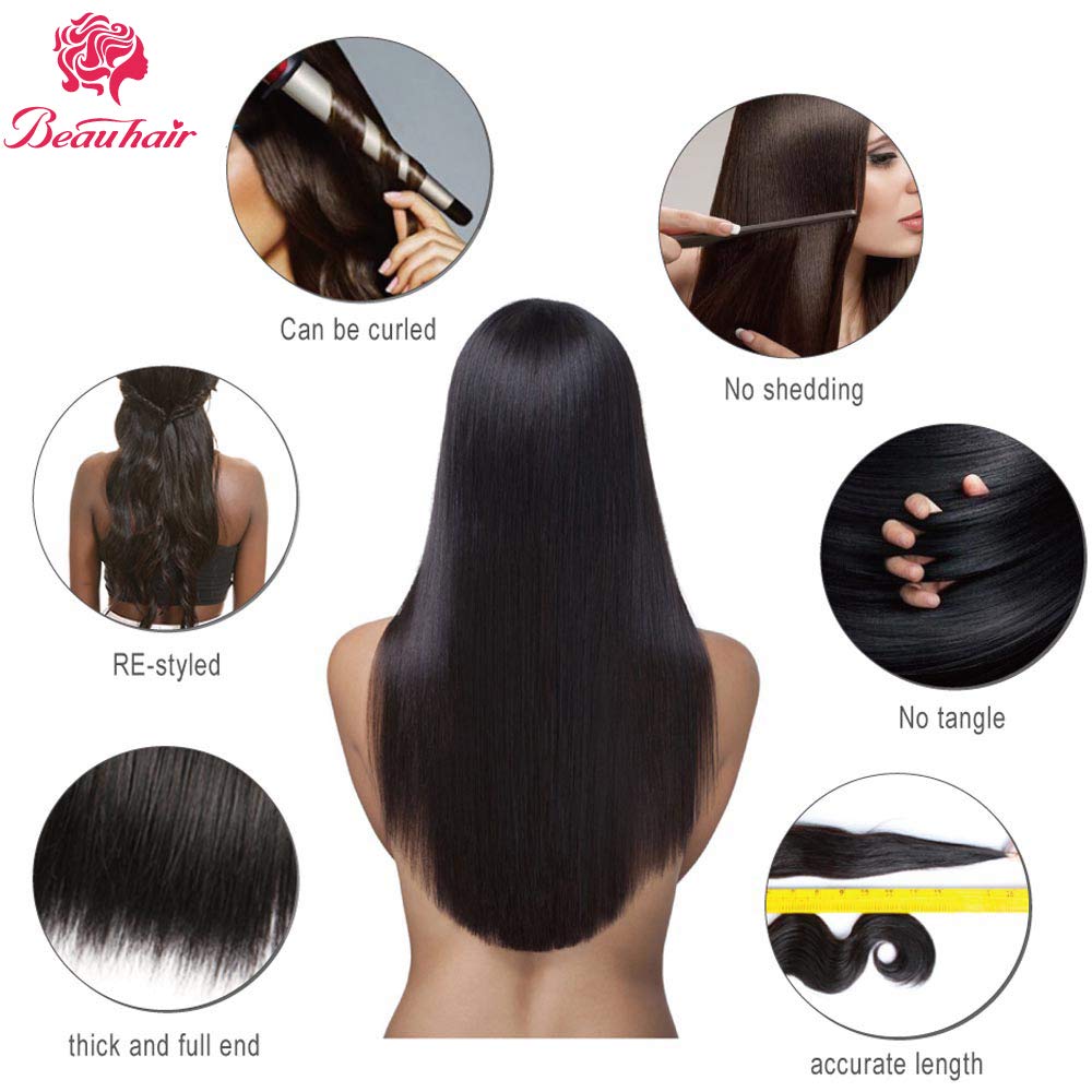 Brazilian Lace Frontal Closure With 3 Bundles Straight Virgin Hair Weave 13X4 Ear To Ear Frontal Lace Closure With Baby Hair 8A