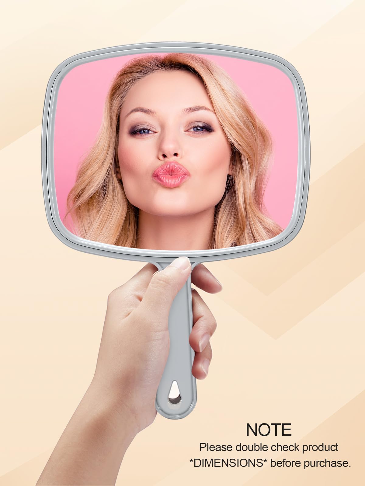 Gladmart Hand Mirror Salon Barber Hairdressing Handheld Mirror With Handle(Square,Black And Grey,7.4 X 10.3 Inches), 2Pcs, Black