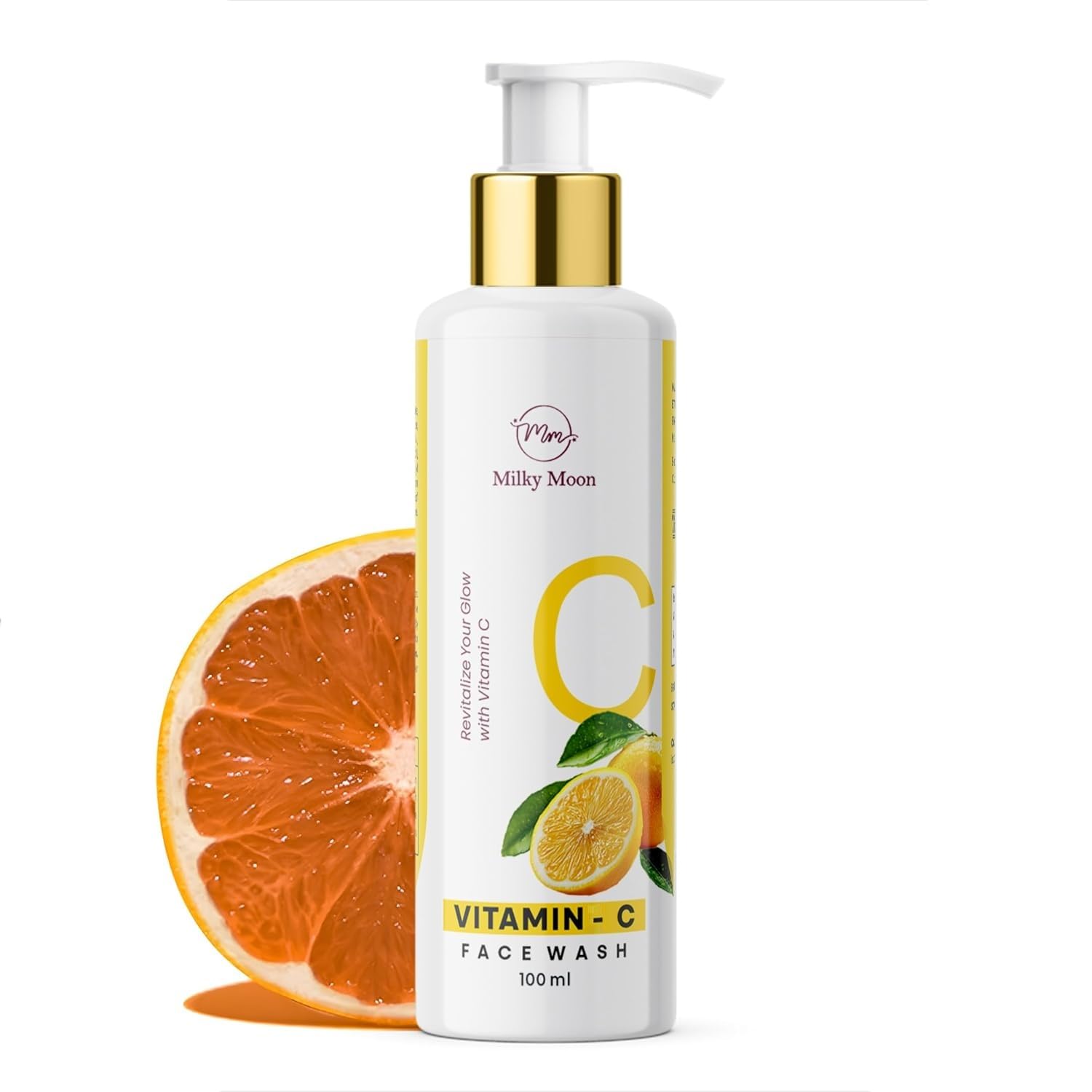 Milky Moon Vitamin C Face Wash, Brightening & Evening Skin Tone, With Neem, Aloe Vera, Turmeric, 100Ml