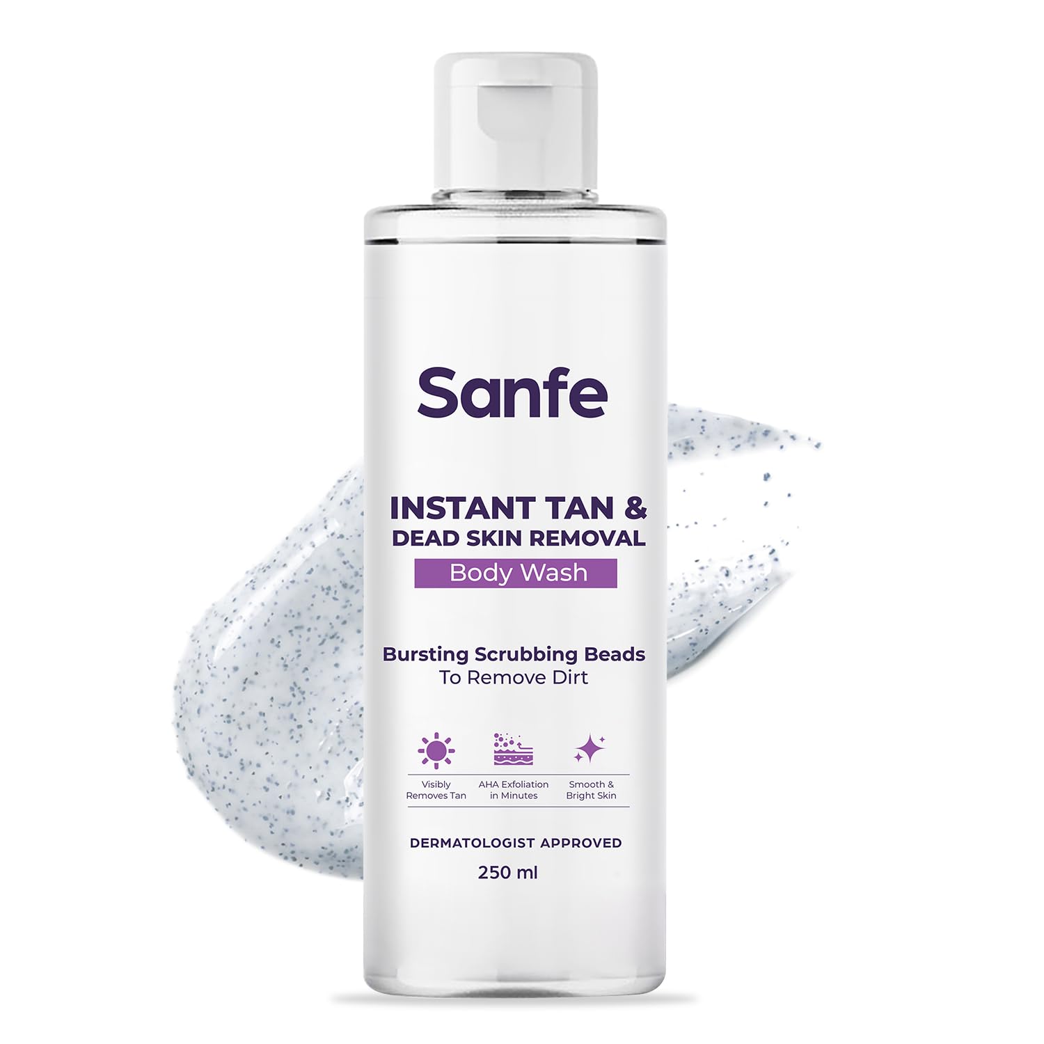 Sanfe Instant Tan & Dead Skin Removal Exfoliating Body Wash | Visibly Removes Tan | Aha Exfoliation In Minutes | Smooth & Bright