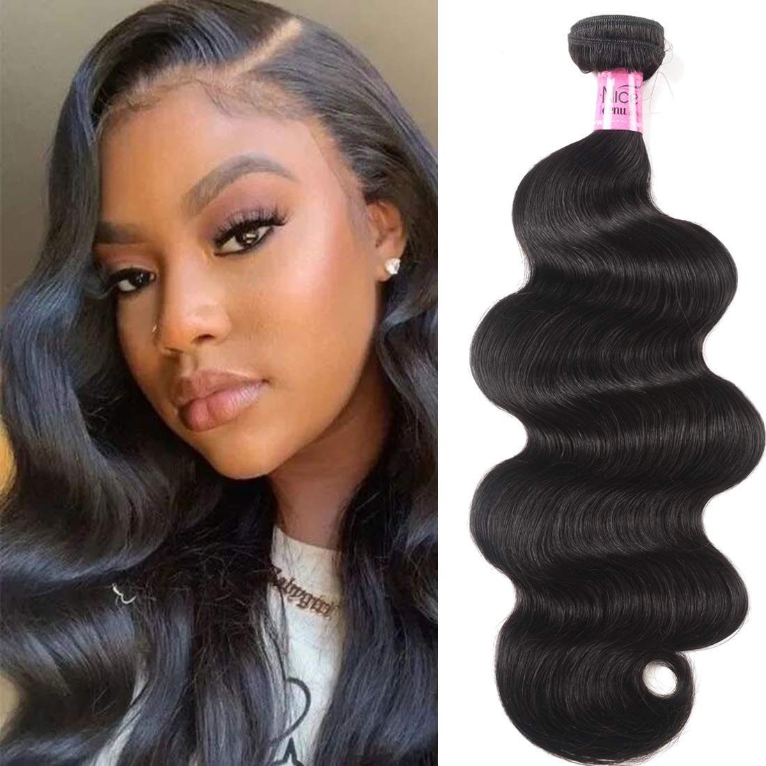 Unice Hair Brazilian Body Wave Human Hair 1 Bundle 28 Inch 100% Unprocessed Virgin Human Hair Weave Extensions Natural Black Col