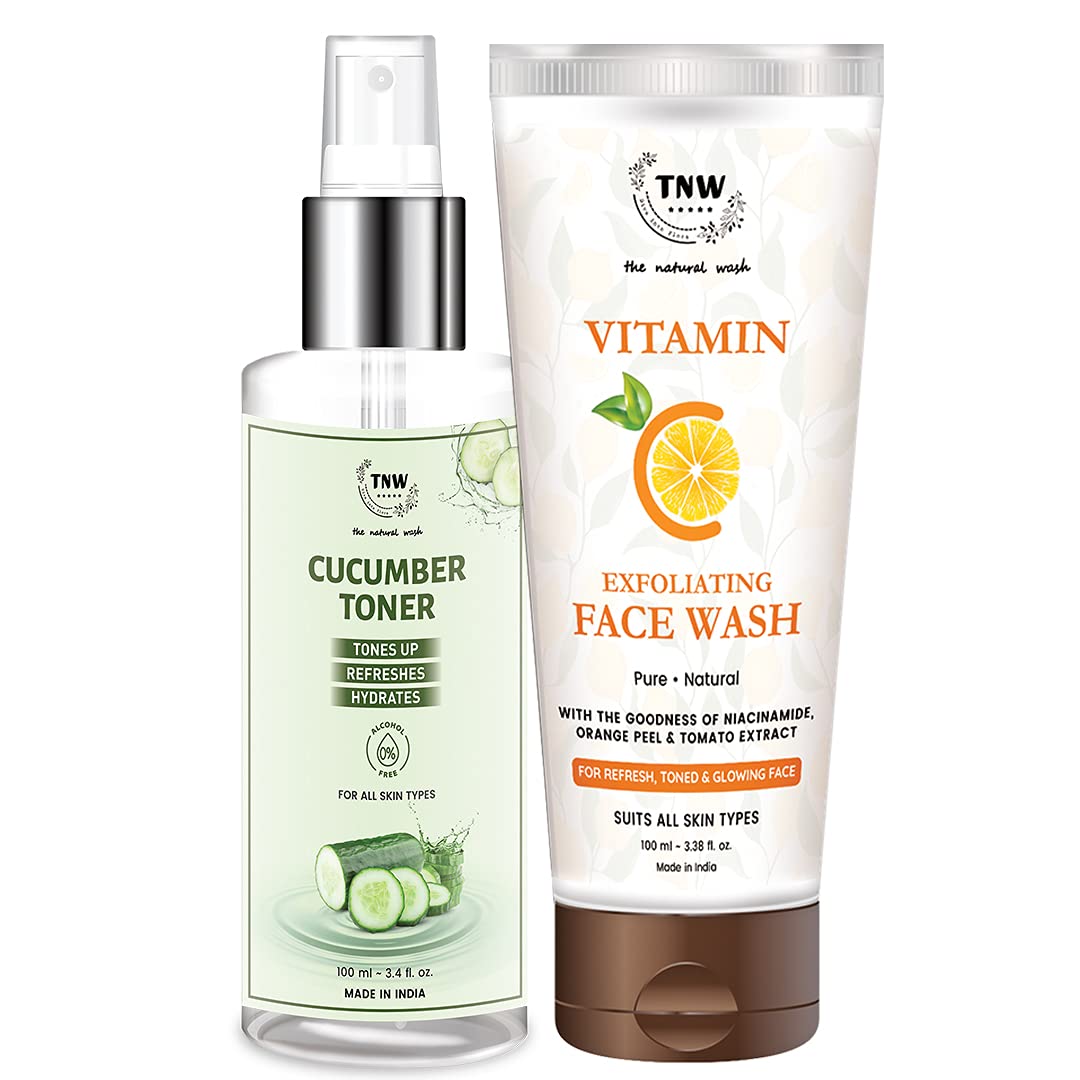 Tnw-The Natural Wash Vitamin C Exfoliating Face Wash And Cucumber Toner For Glowing And Fresh Skin | Chemical-Free Skincare Prod