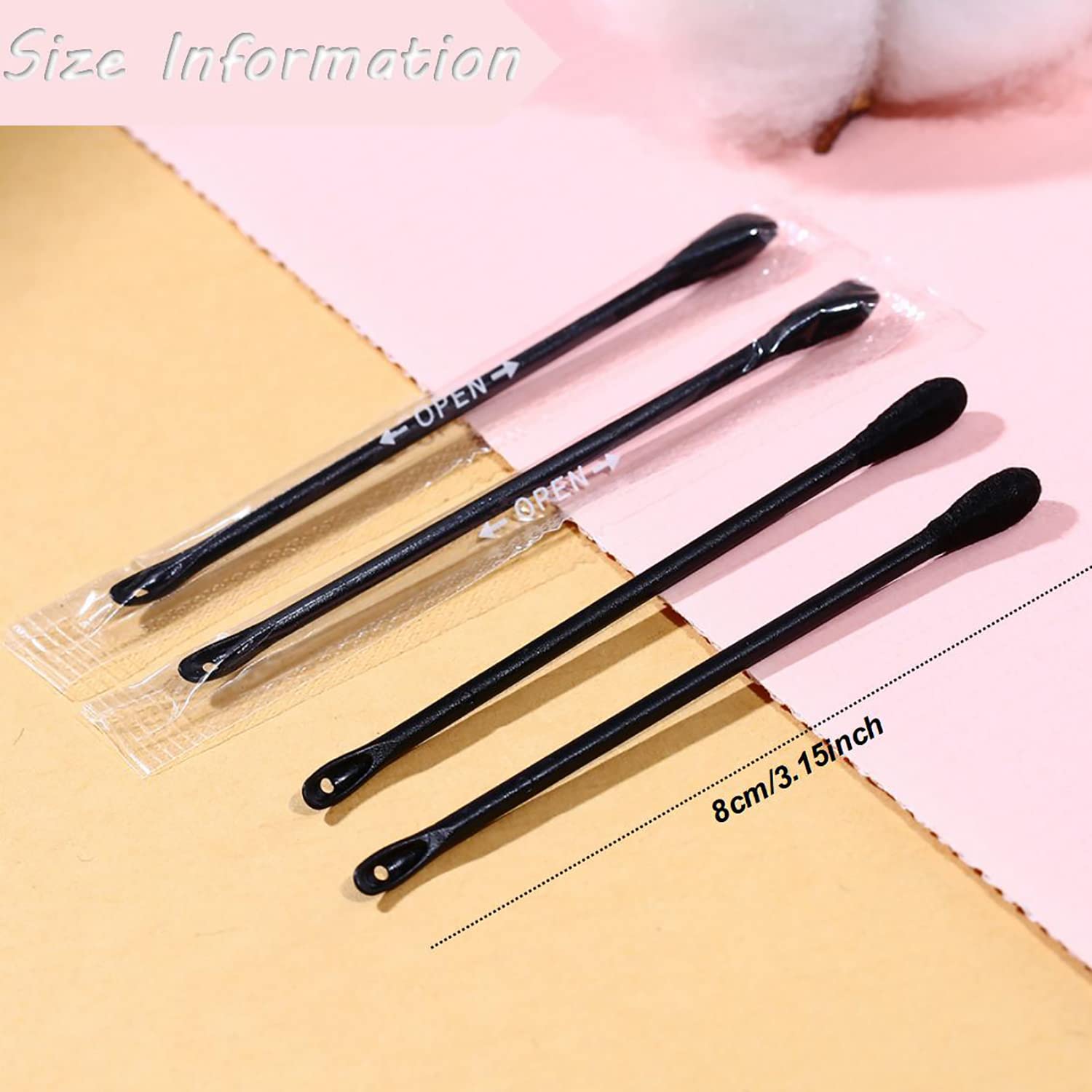 300Packs Disposable Double-Headed Comedones Extractor Plastic Blackhead Remover Black Pimple Popper Tool Acne Removal Stick Cott