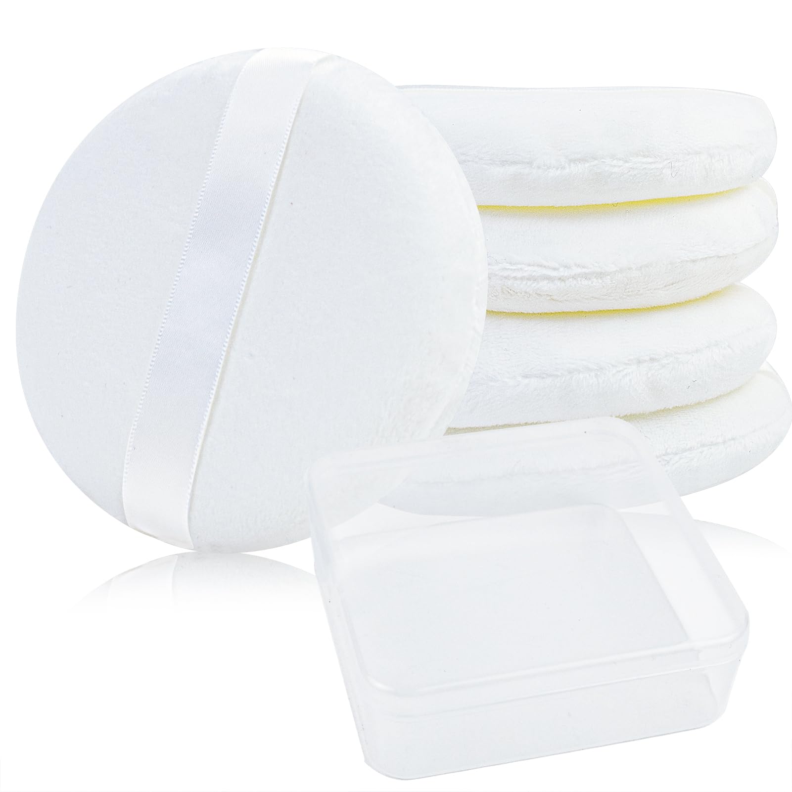 5 Pcs Large Powder Puff, 4.13 Inch Velour Body Powder Puff Round Fluffy Powder Puffs Ultra Soft Body Puff Washable For Loose Bod