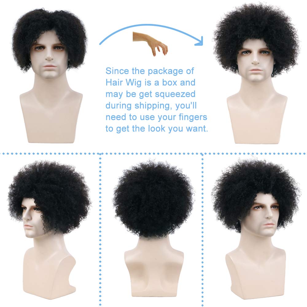 Becus 8Inch Afro Wig For Black Men Short Kinky Curly 100% Human Hair Wigs For Black Men Short African American Male Afro Wig (Na