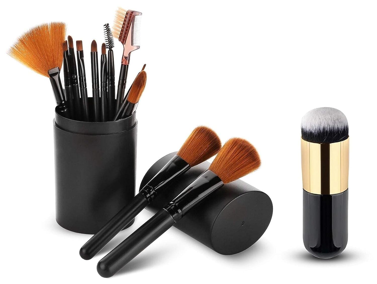 Glowhouse 12+1 Pcs Makeup Brush Set With Case & Blending Brush Face And Eyeshadow Makeup Brush Kit Synthetic Bristles Cosmetic B