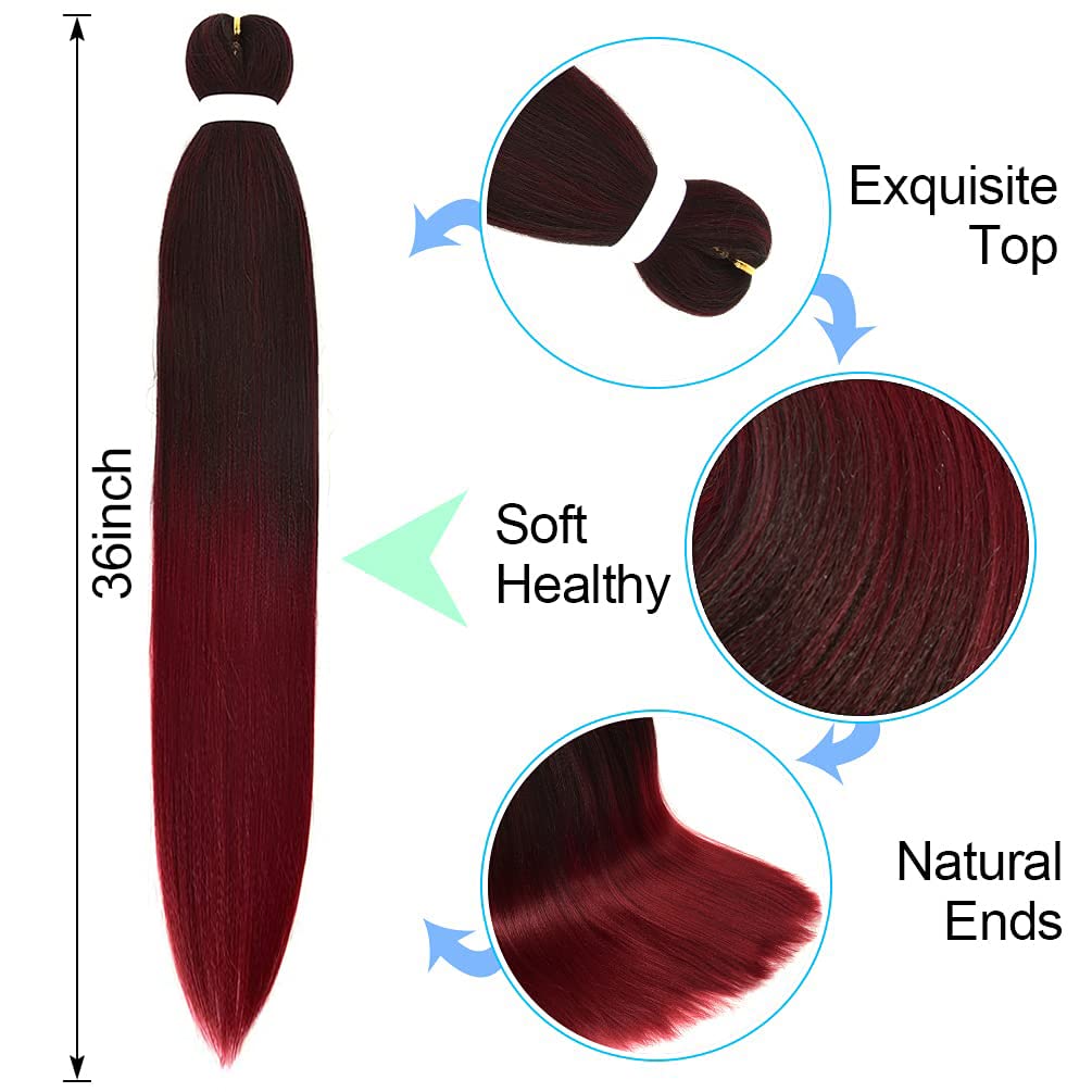 8 Pack Ombre Braiding Hair Pre Stretched - 36 '' 110G/Pack Premium Pre Stretched Braiding Hair Extensions, Professional Itch Fre