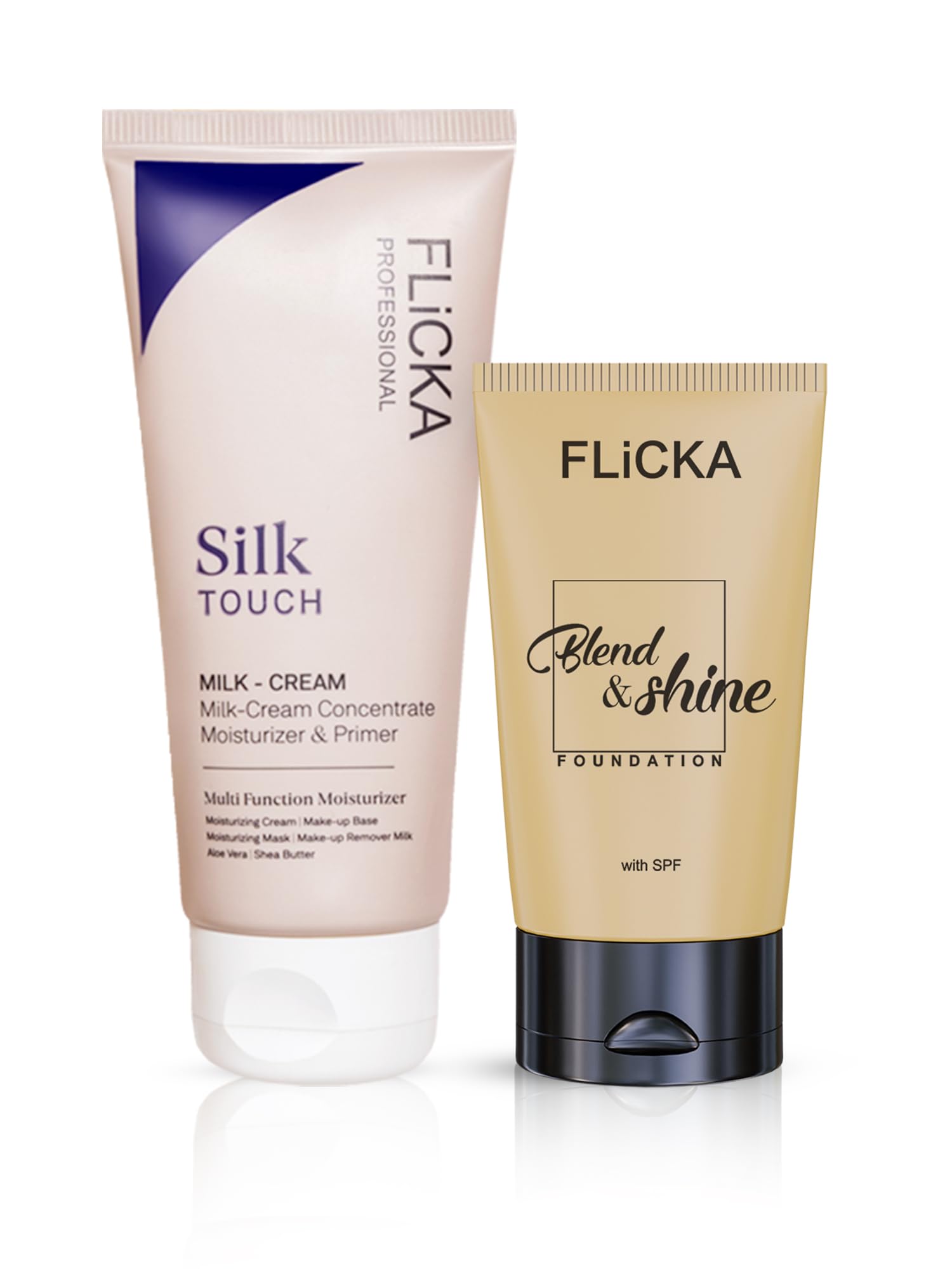 Flicka Makeup Kit | Blend & Shine Liquid Foundation 30Ml (Beige) | 3 In 1 Silk Touch Primer Moisturiser And Spf (Sun Protection 