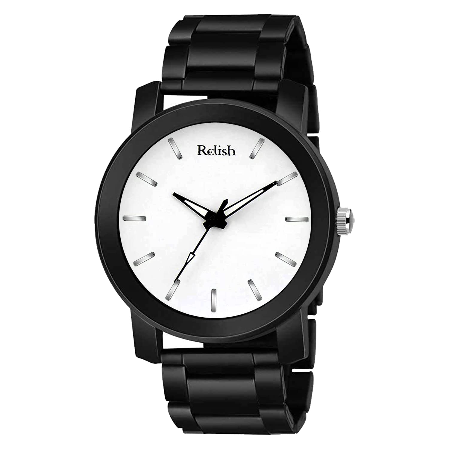 Relish Matt Finish Metal Stainless Steel Buckle Chain Analog Display White Dial Watch For Mens And Boys ReBs2005