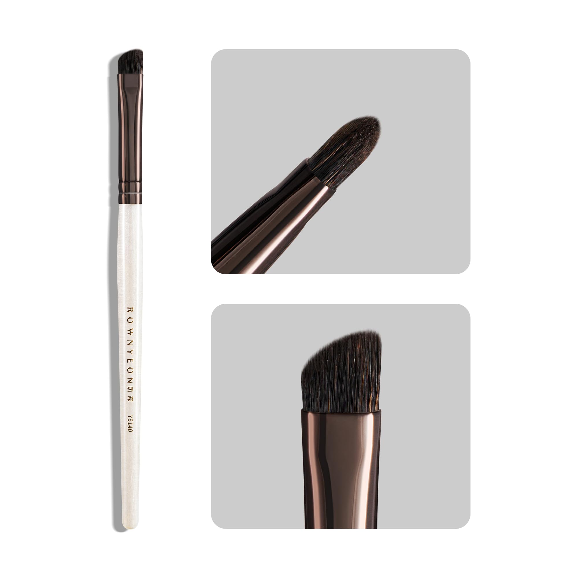 Lunar Shadow Angled Brow Brush with Raccoon Hair, Rounded Angled Design - For Easy One-Stroke Application & Natural Powder Brows