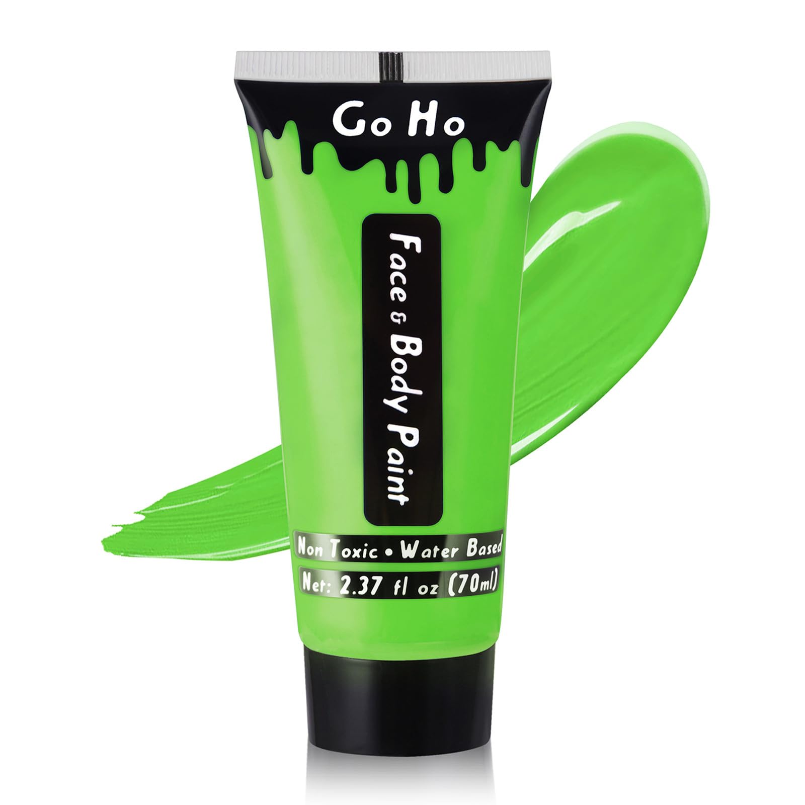 Go Ho Light Green Body Paint Washable(2.37Oz,70Ml),Water Based Cream Green Face Paint,Hulk Gamora Grinch Makeup,Green Face Body
