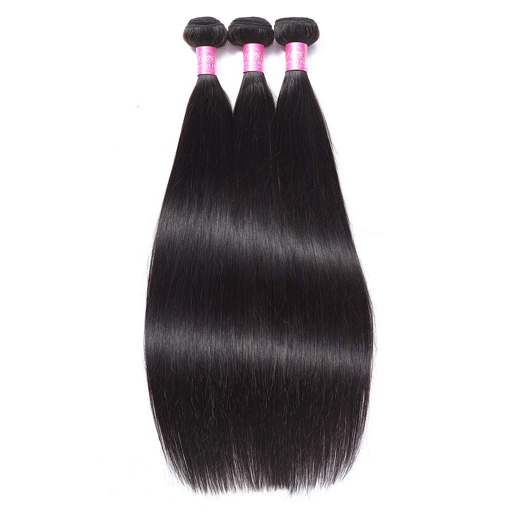 Fq Straight Hair One Bundle 24 Inch 100% Unprocessed Peruvian Virgin Human Hair Straight Bundles Double Weft Straight Human Hair