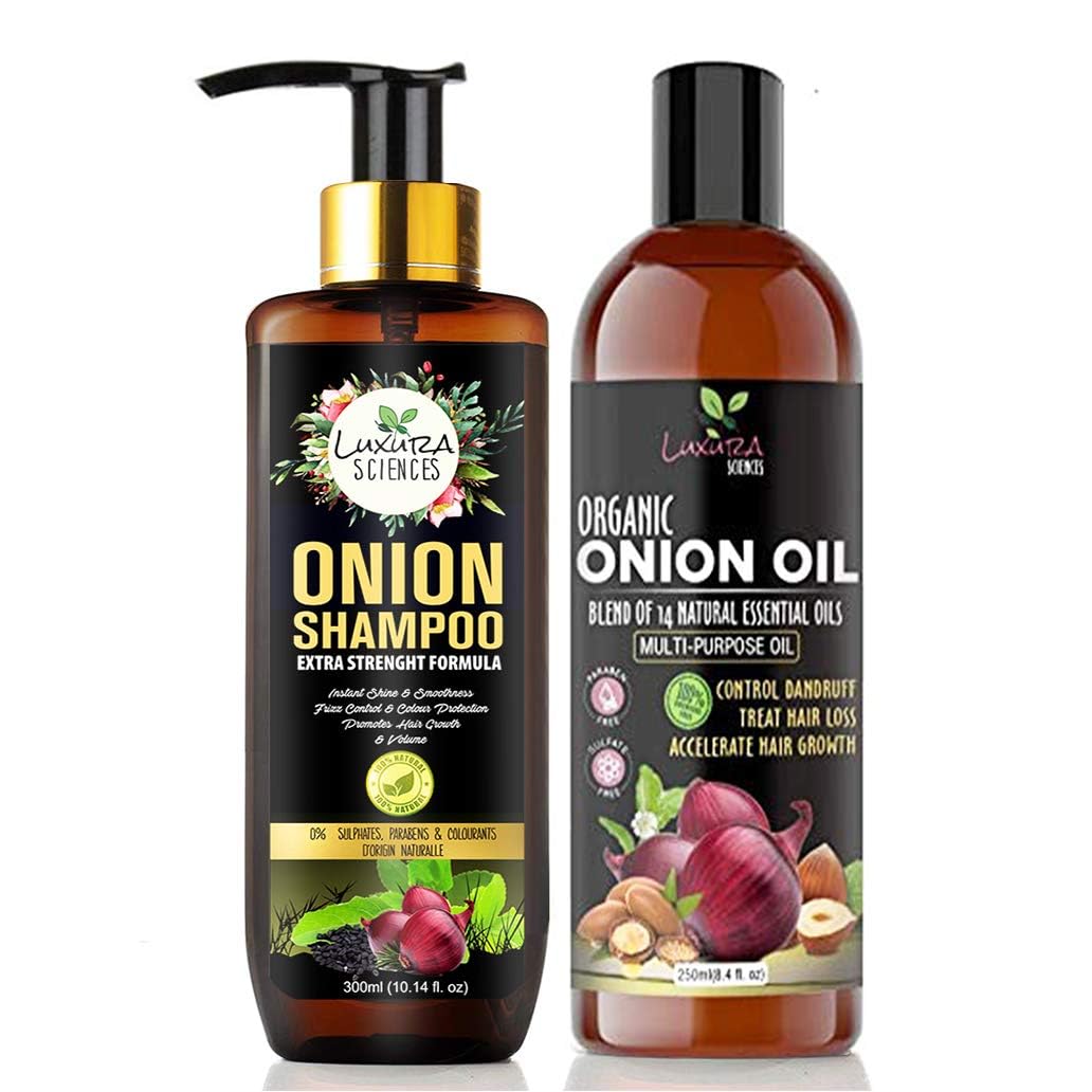 Luxura Sciences Onion Hair Care Combo | Nourishing Oil + Hydrating Shampoo | Enhances Growth, Strengthens Roots | Gives Thicker 