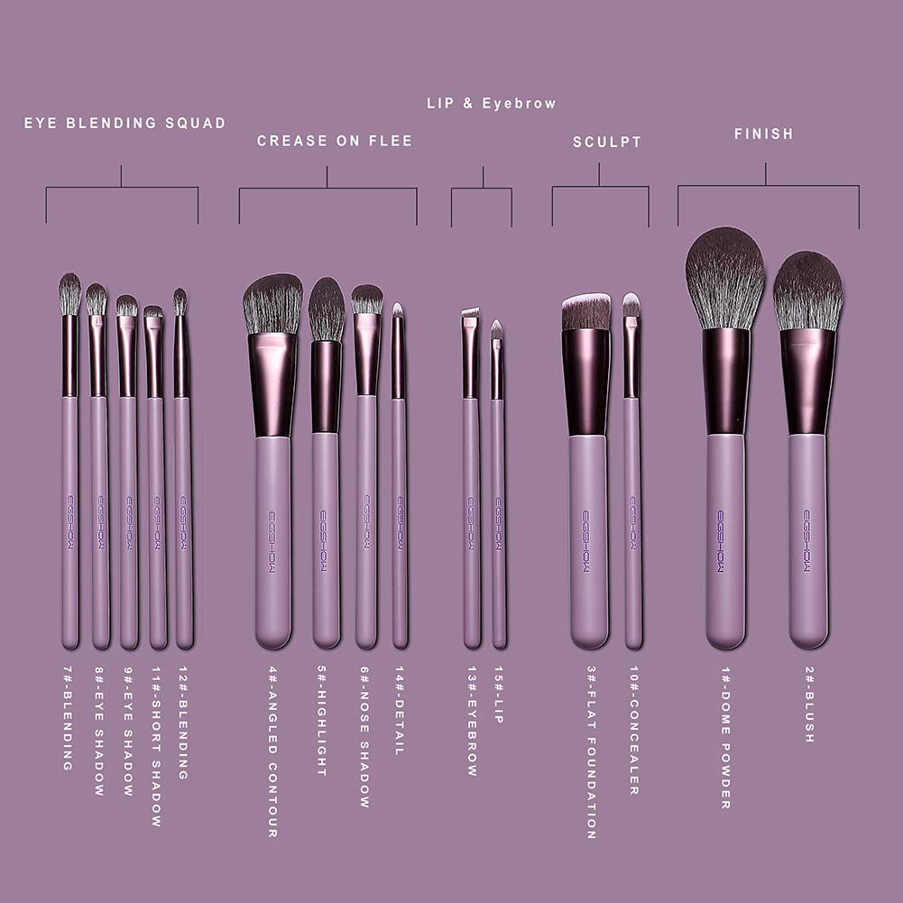 Makeup Brush Set, EIGSHOW Professional Makeup Brushes Kit Foundation Powder Concealers Eye Shadows Makeup 15 Piece for Eye Face