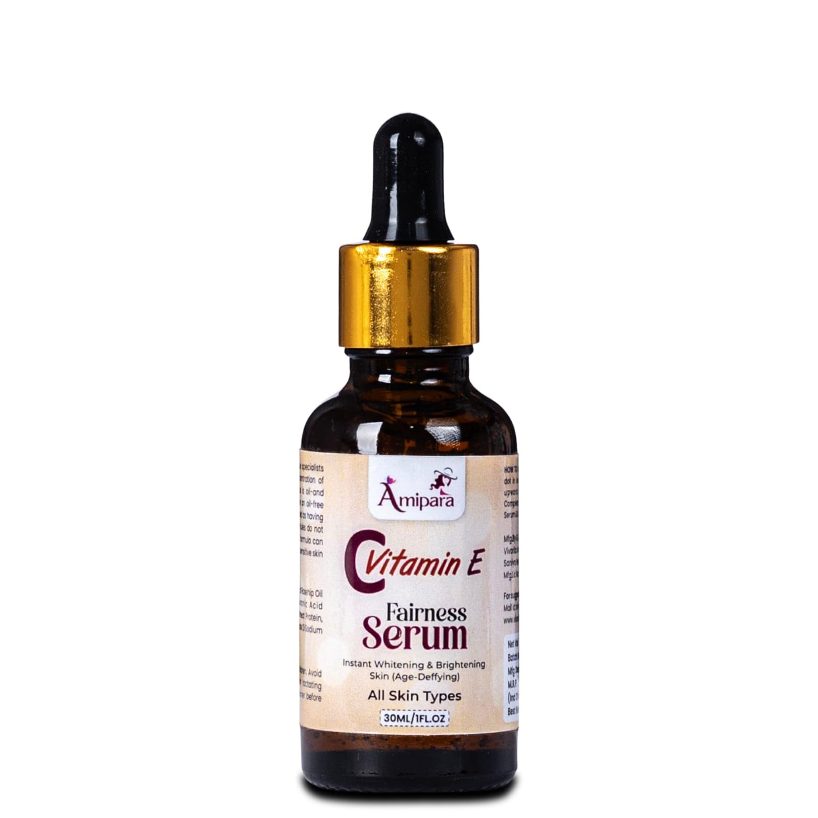 Amipara Vitamin E Fairness Serum Skin Brightening & Hydrating Face Serum | AntiAging & Spot Reduction Suitable For All Skin Typ